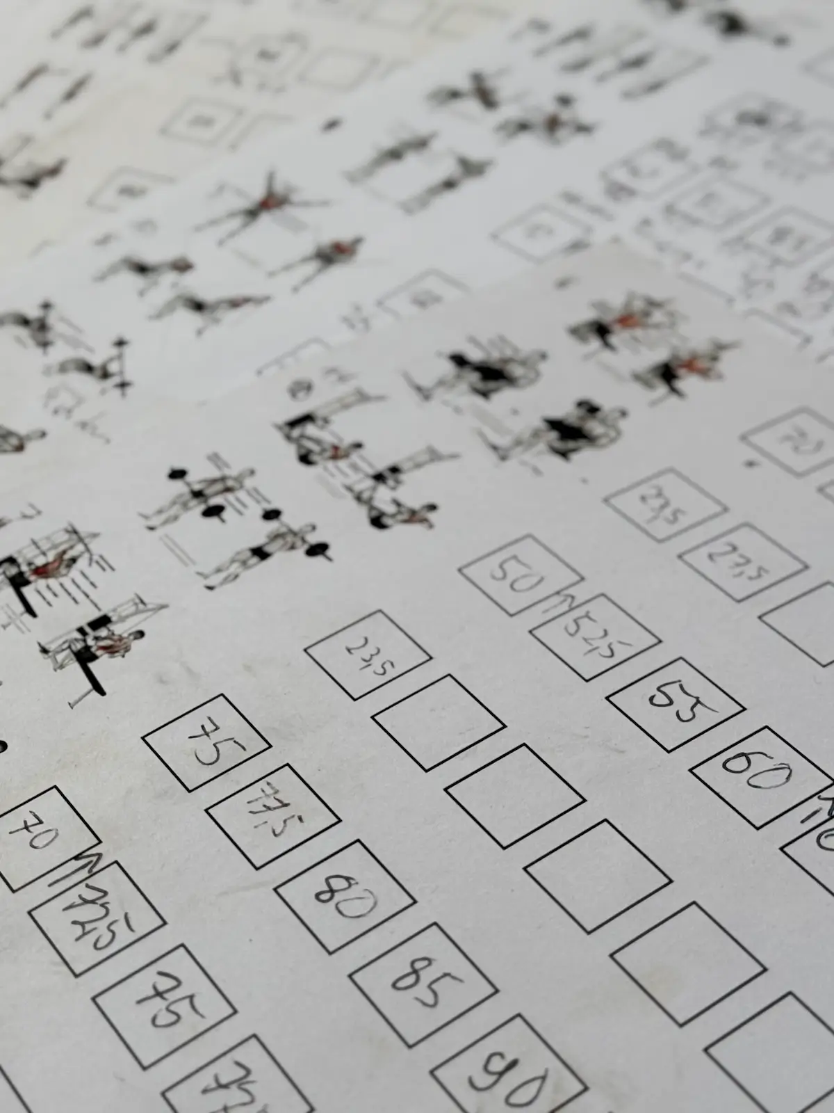 Handwritten bodybuilding log by Achim Loobes — analog strength training documentation