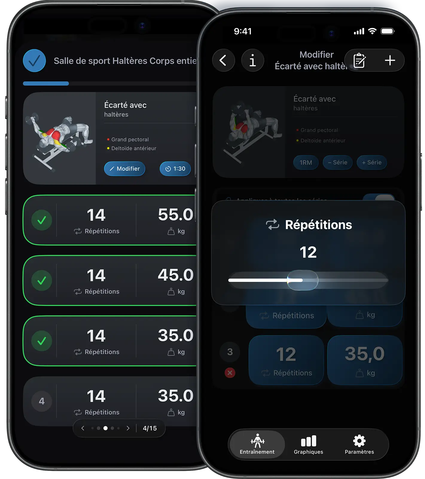 Fonction swipe dans VigiGym