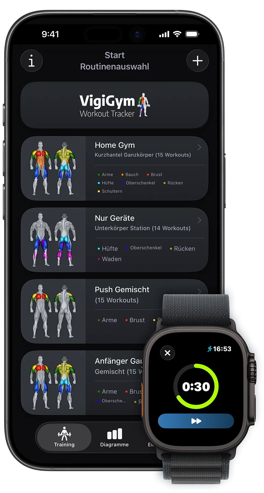 VigiGym Workout-Tracker auf iPhone und Apple Watch – Offline, privat, ohne Ablenkung