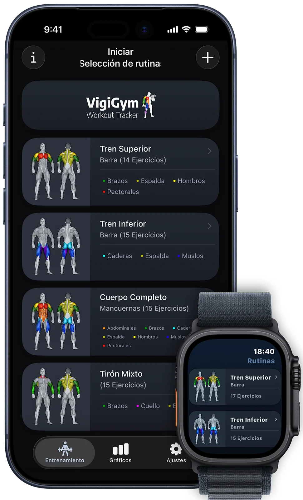 VigiGym en iPhone y Apple Watch – Tu solución completa de seguimiento de entrenamientos