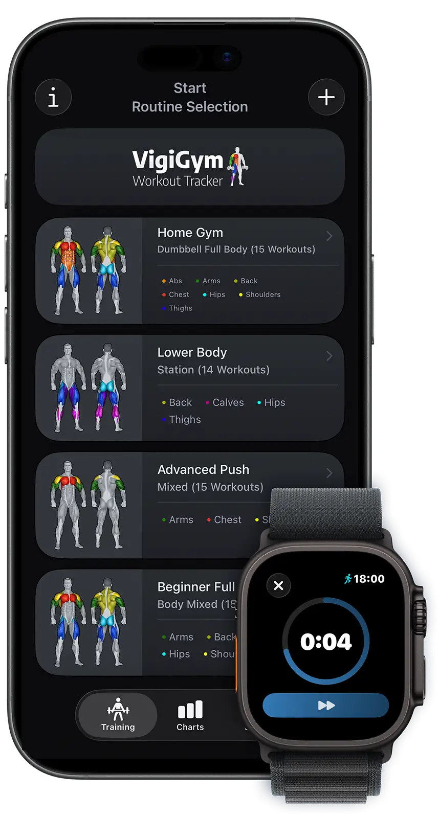 iPhoneとApple WatchのVigiGym – 完全なトレーニング記録ソリューション