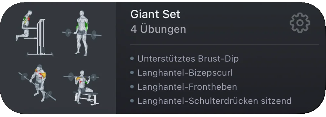 VigiGym Giant Set Workout Card – Vier Übungen kombiniert für intensive Trainingseinheiten