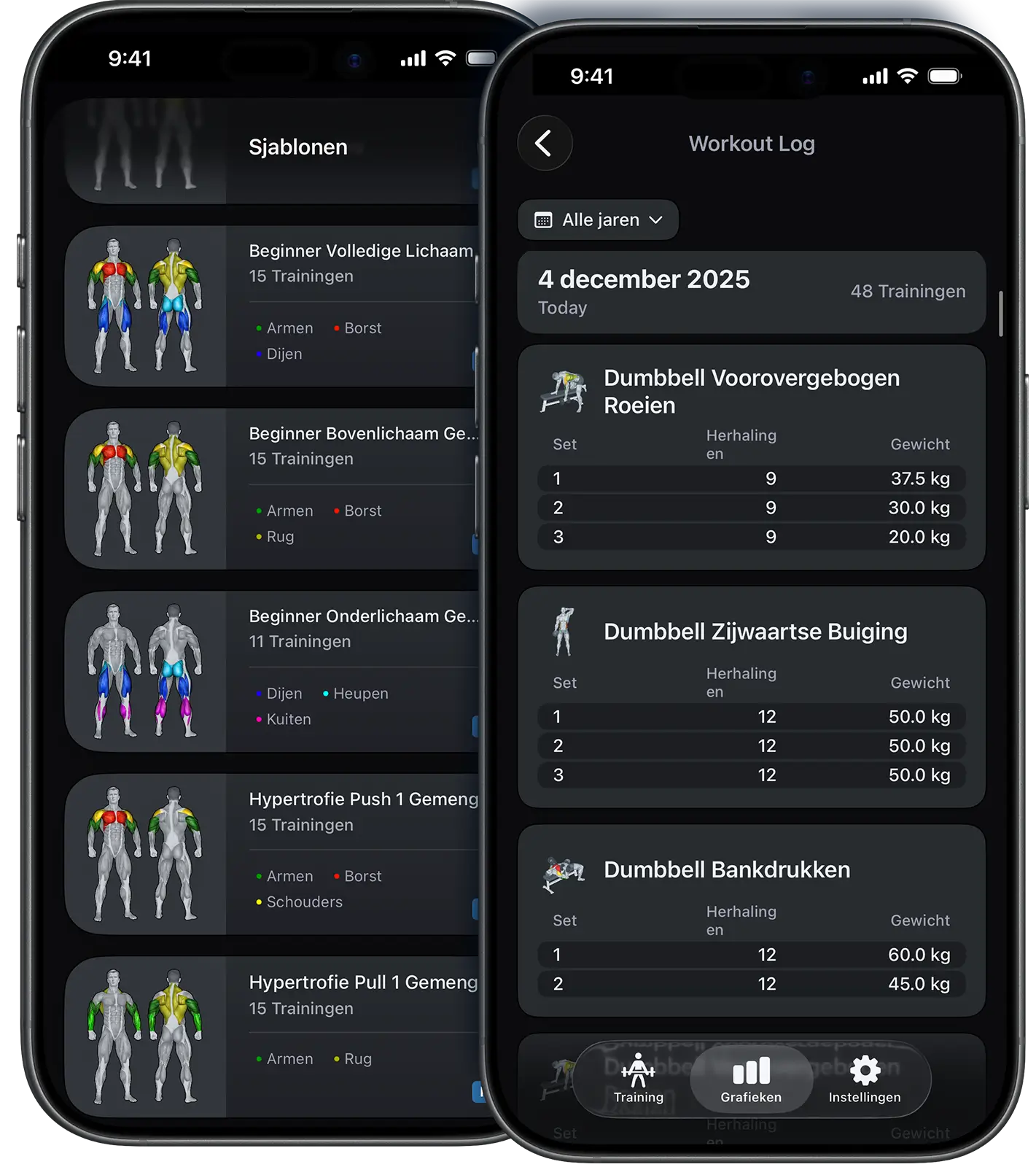 VigiGym Workout Routines – iPhone app voor aangepaste trainingsplannen met supersets en visuele spiermapping