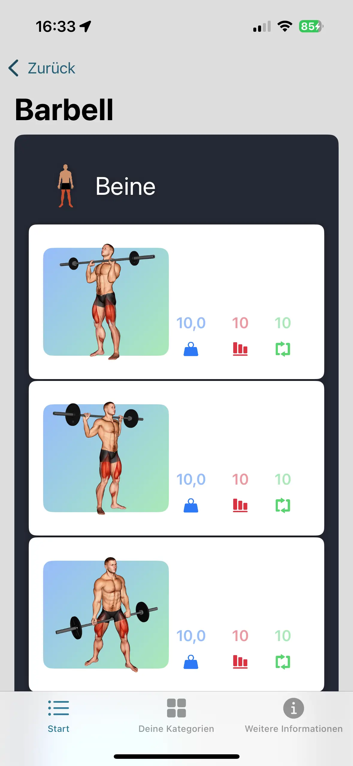 SimplyGym früher Prototyp — allererste Version des VigiGym Workout Trackers