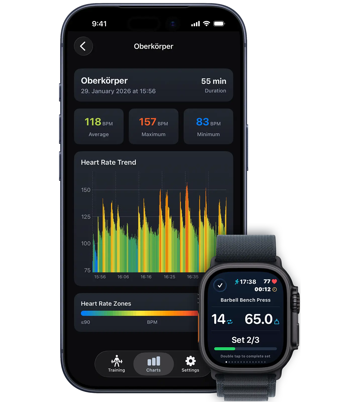 VigiGym heart rate tracking with Apple Watch – Real-time monitoring during workouts
