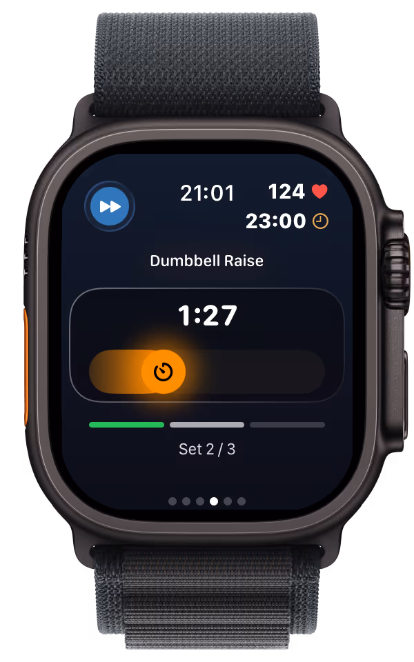 VigiGym Apple Watch – Remaining rest time countdown always in view