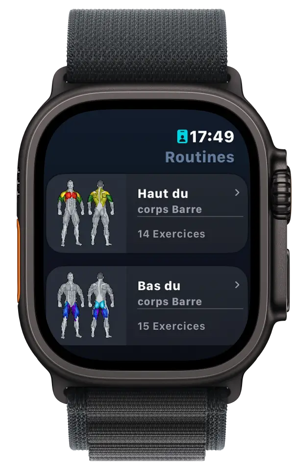 VigiGym Apple Watch – Parcourir les routines d'entraînement