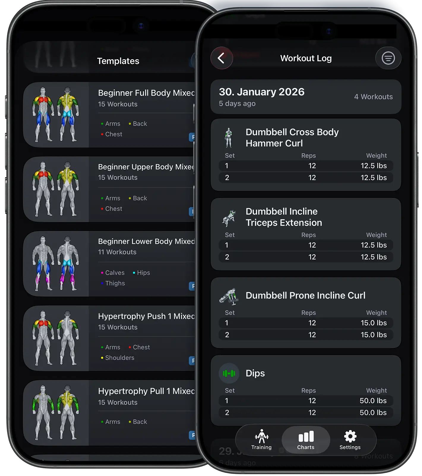 VigiGym筋トレルーティン – カスタムトレーニングプラン、スーパーセット、筋肉マッピング機能を備えたiPhoneアプリ